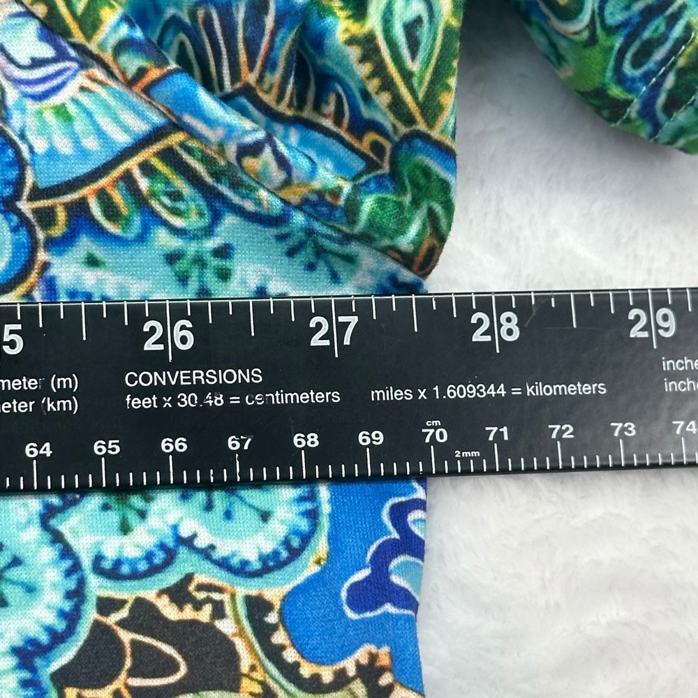 NWOT Plus Top Women 3XL Blue Green Mandala Paisley Square Neck Short Sleeve Boho - Picture 6 of 7